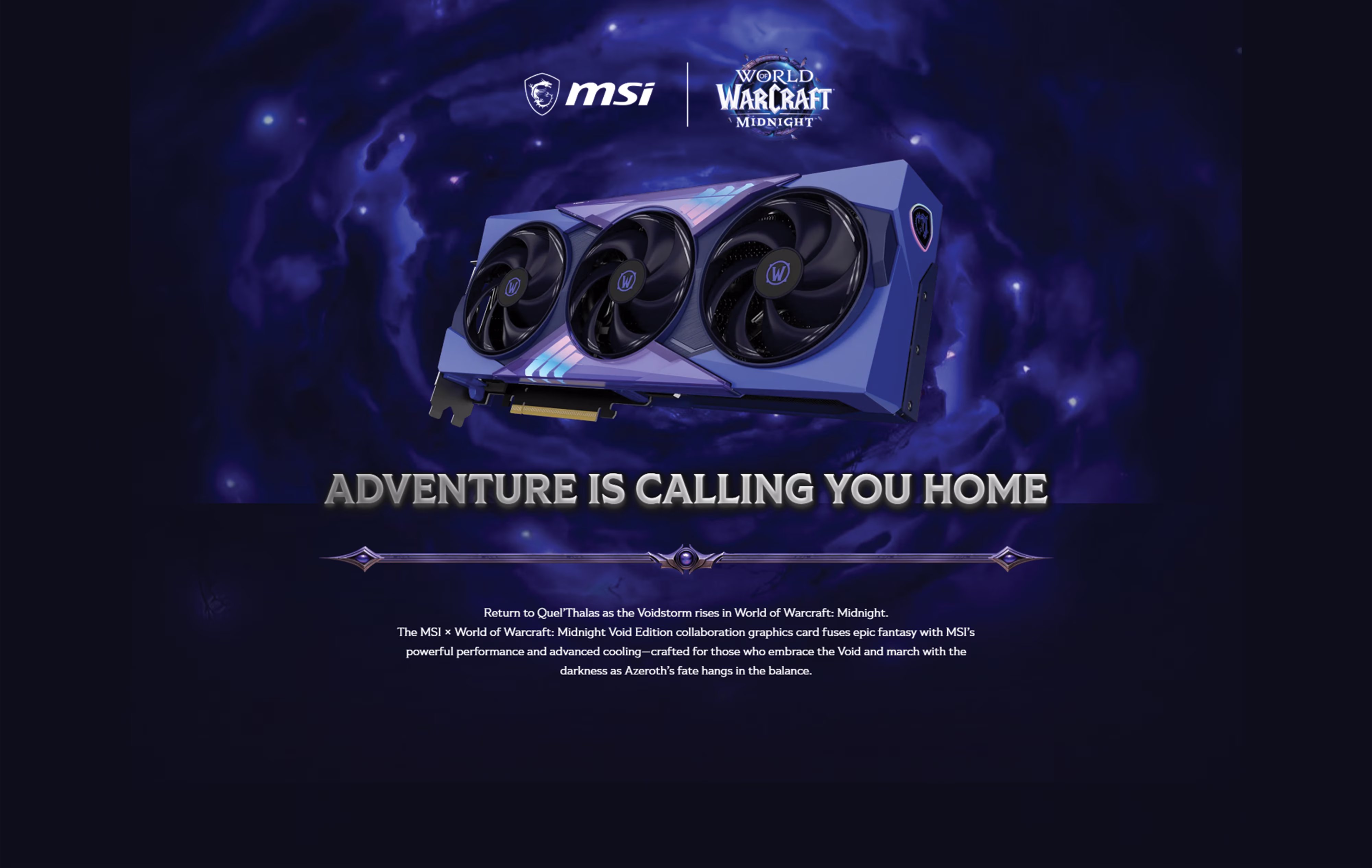 Dominate the most demanding raids and open worlds with the GeForce RTX 5070 12G World of Warcraft Midnight Void Edition OC