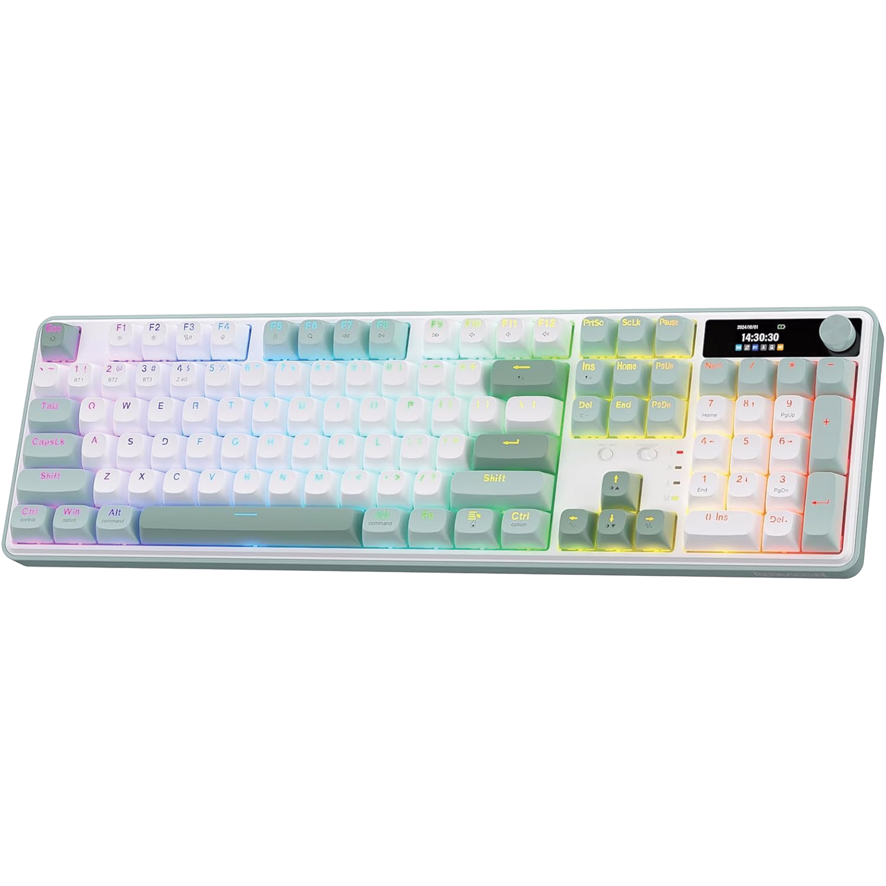 Redragon K761 Wireless Gasket Mechanical Keyboard – 104 Keys with 1.14" TFT Smart Display, Volume Knob, 5-Layer Noise Dampening, & Custom Linear Switches | image