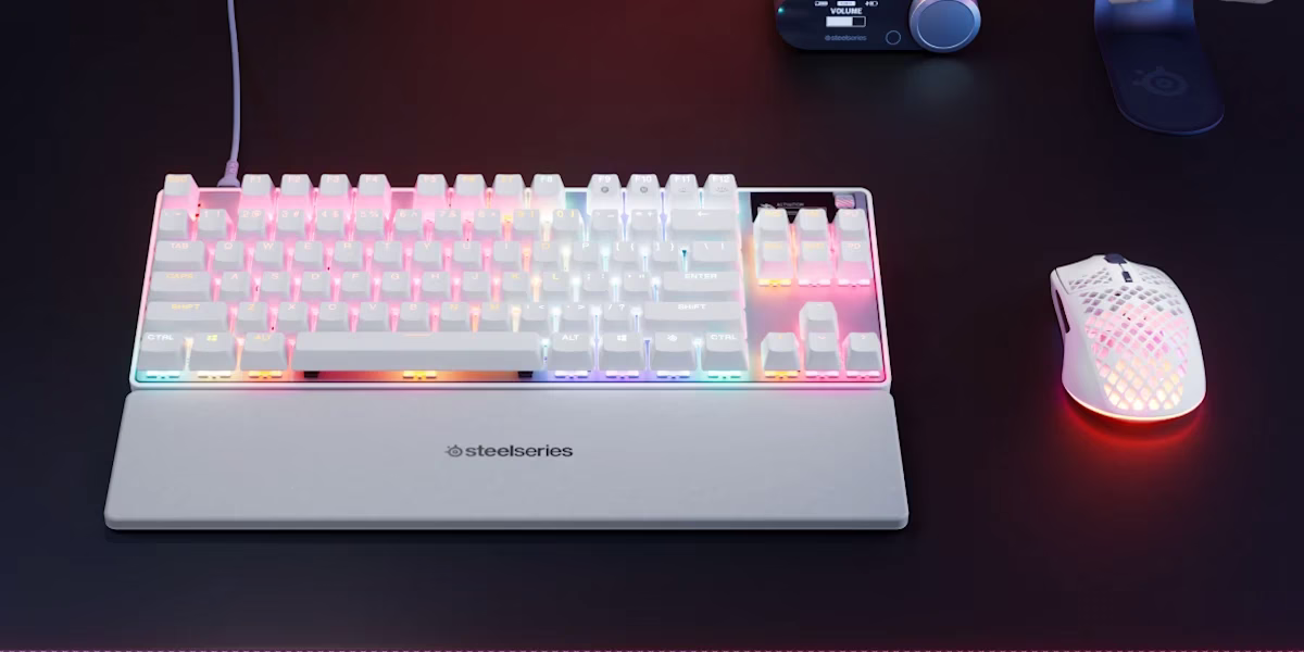 SteelSeries Apex Pro TKL Gen 3 Wired Mechanical Gaming Keyboard, OmniPoint 3.0 Adjustable HyperMagnetic Switches, Rapid Trigger, & OLED Smart Display US Layout White | 64898 thumbnail 4
