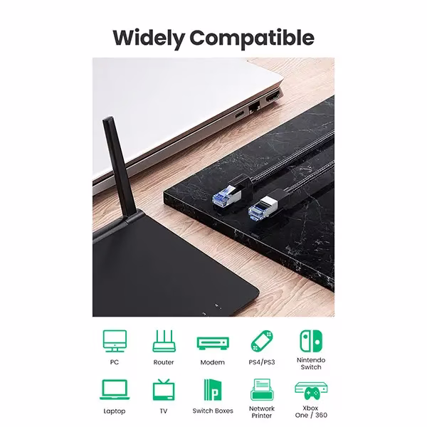 UGREEN Cat8 Shielded Ethernet Cable 3M, 2000MHz 40Gbps Braided Network Cable, RJ45 Modular Plugs | NW153-80432B thumbnail 3