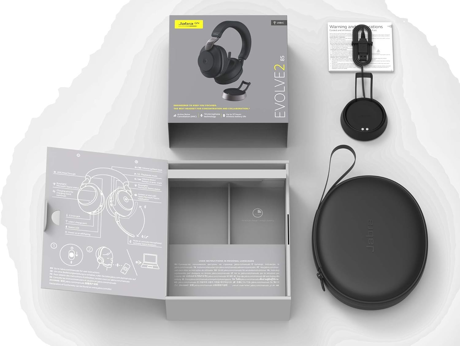 Jabra Evolve2 85 Wireless Headset, Link 380a USB-A MS Stereo with Charging Stand, Black | 28599-999-989 thumbnail 6