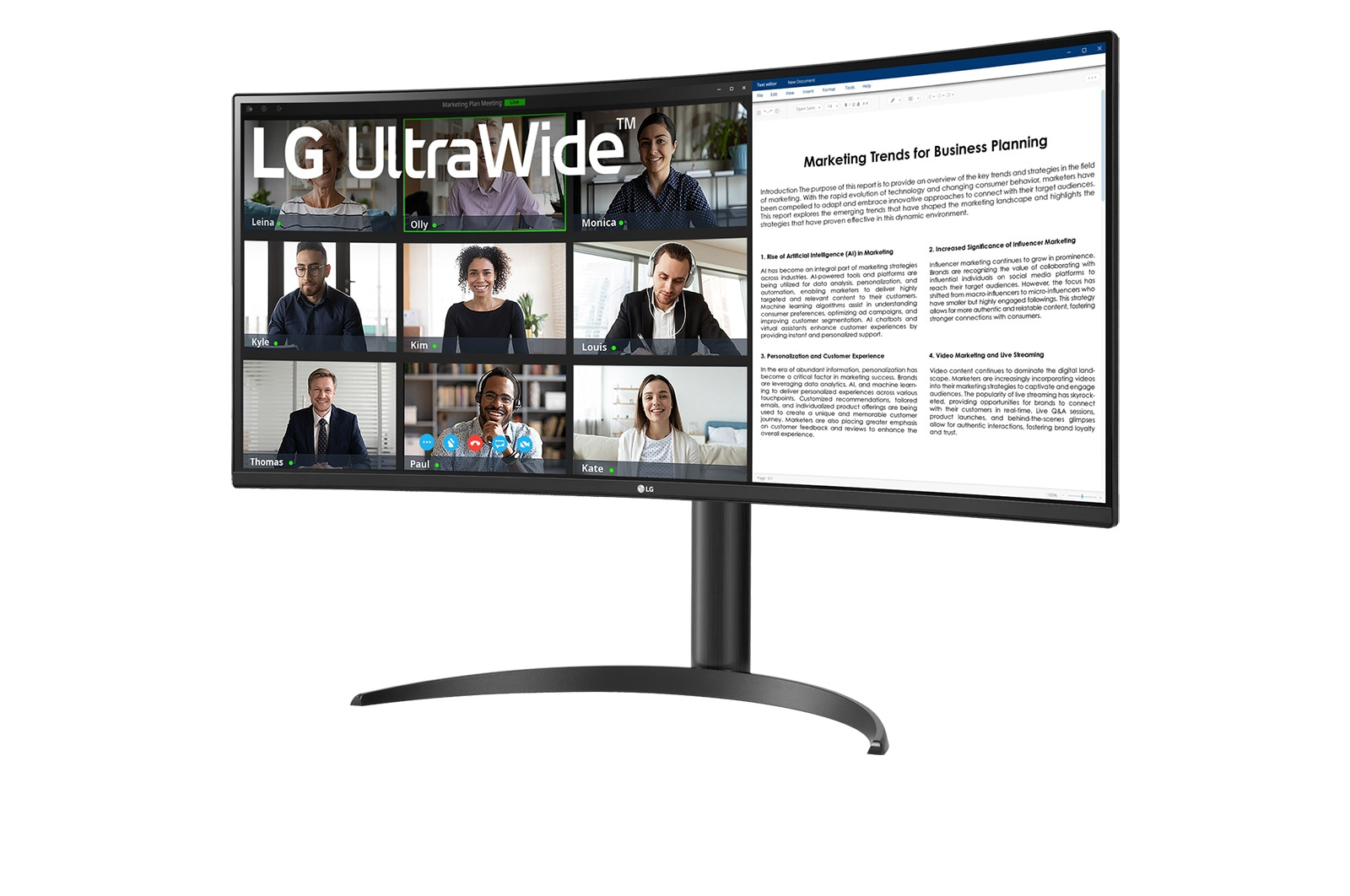 LG 34WR55QK-B 34" Curved UltraWide WQHD Monitor, 100Hz, 3440 x 1440, HDR10, USB-C 65W PD | 34WR55QK-B thumbnail 2