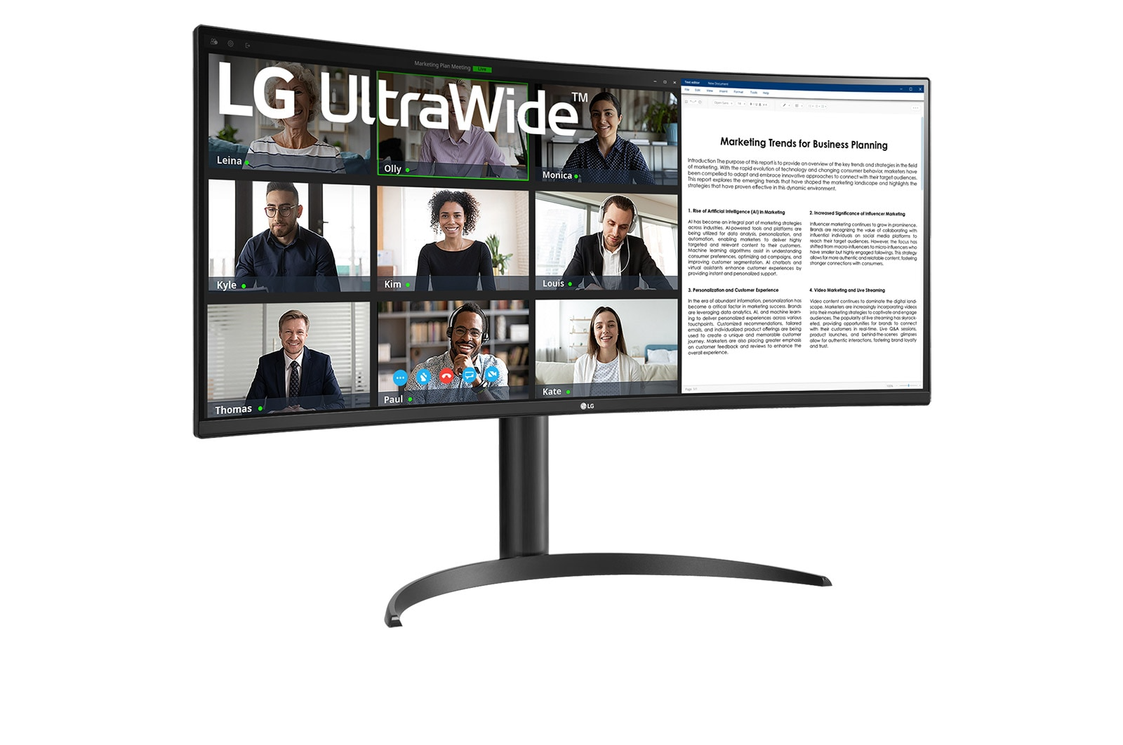 LG 34WR55QK-B 34" Curved UltraWide WQHD Monitor, 100Hz, 3440 x 1440, HDR10, USB-C 65W PD | 34WR55QK-B thumbnail 3