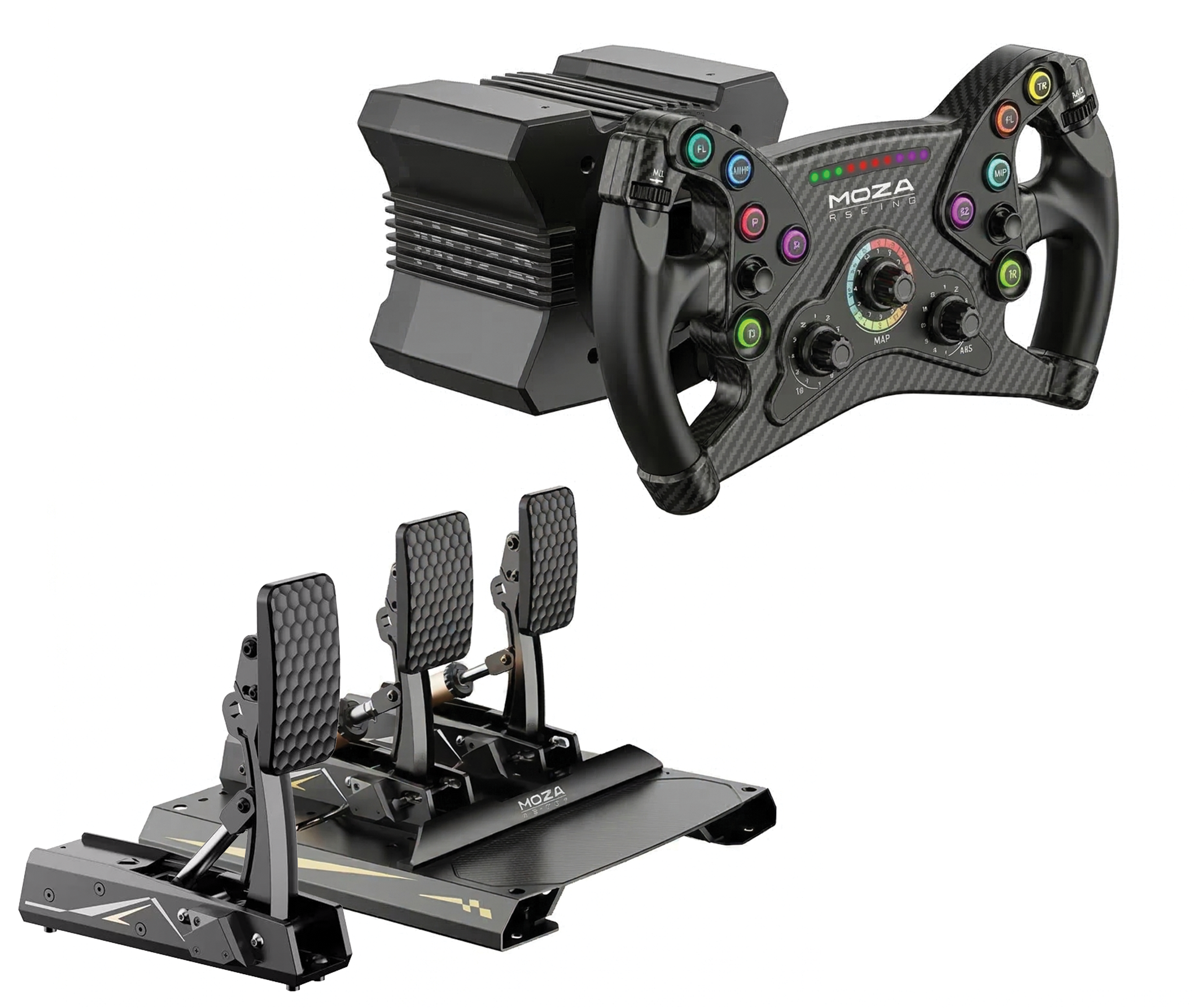 MOZA Racing Ultimate 3-Pedal Sim Bundle: R9 V3 Direct Drive Base, KS GT Steering Wheel, CRP2 Load Cell Pedals & CRP2 Clutch image
