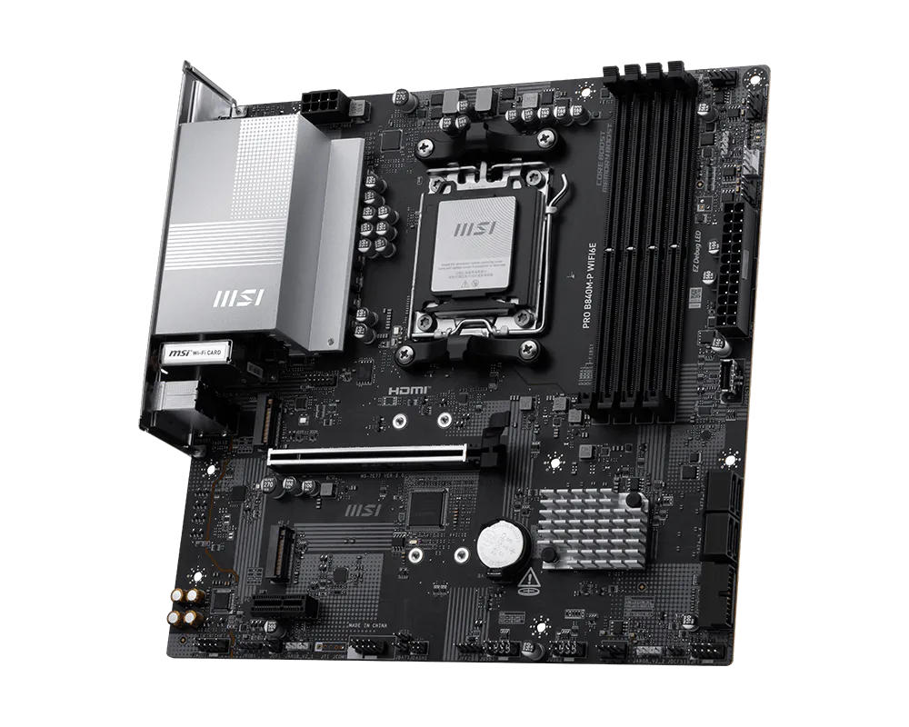MSI PRO B840M-P WIFI 6E Motherboard, AMD Ryzen AM5 Socket, DDR5, PCIe 4.0, mATX | 911-7E77-002 thumbnail 4