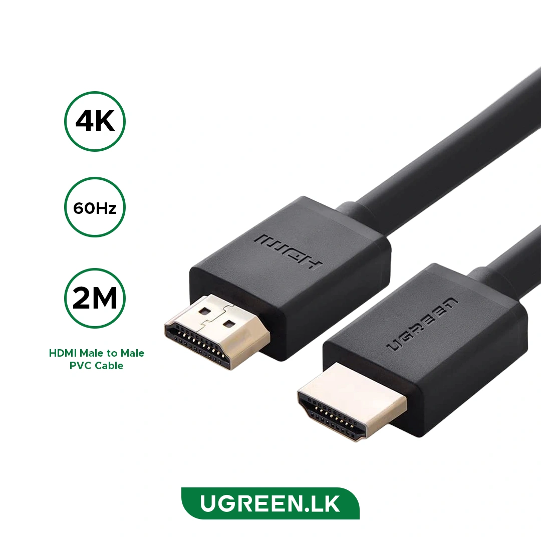 UGREEN HDMI 2.0 Cable 2-Meter High Speed 4K 60Hz HDMI Male to Male Cable, Gold-Plated, Black | HD104-10107B – Buy Online