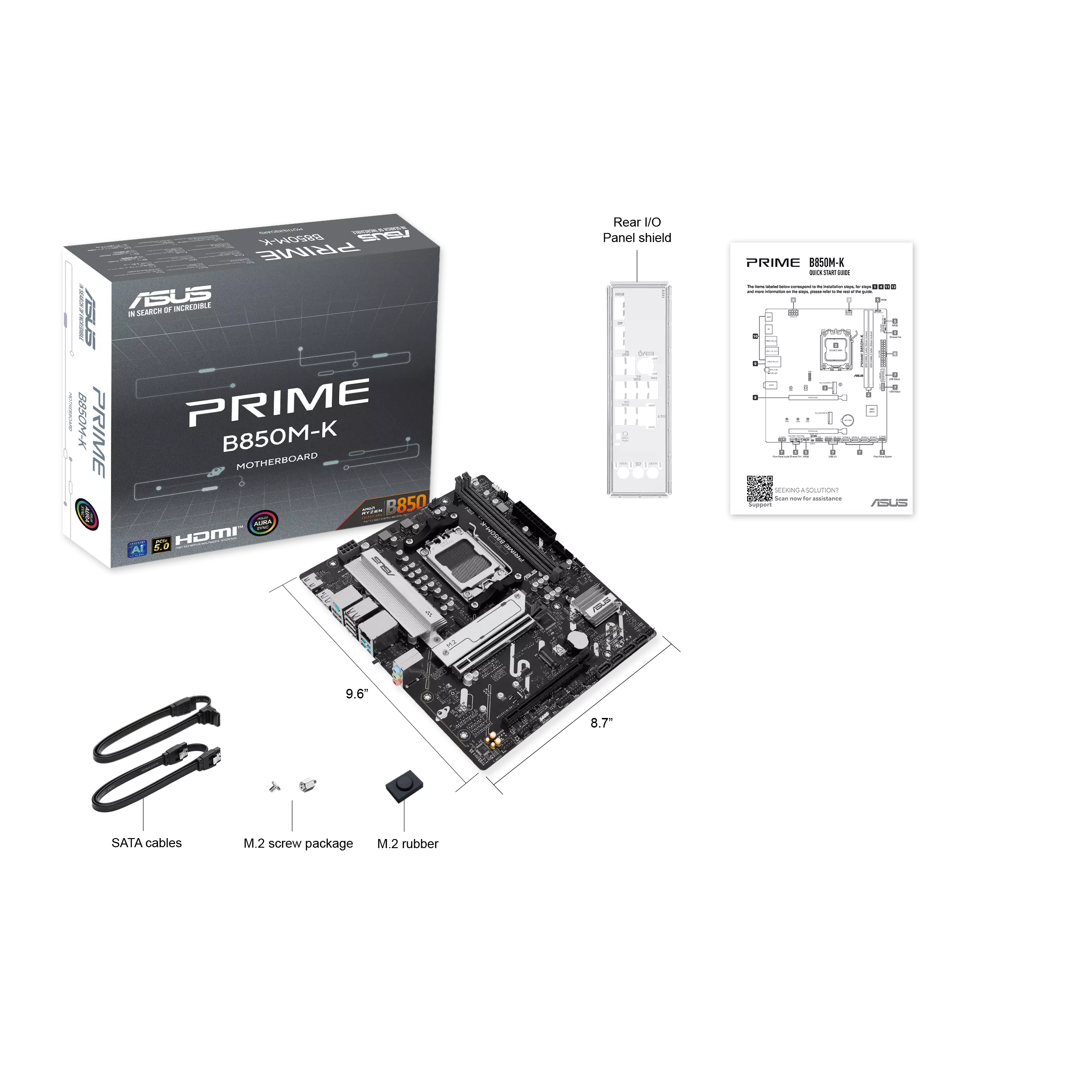 ASUS Prime B850M-K AMD B850 mATX Motherboard, Ryzen AM5 Socket, PCIe 5.0, DDR5 | 90MB1LV0-M0EAY0 thumbnail 7